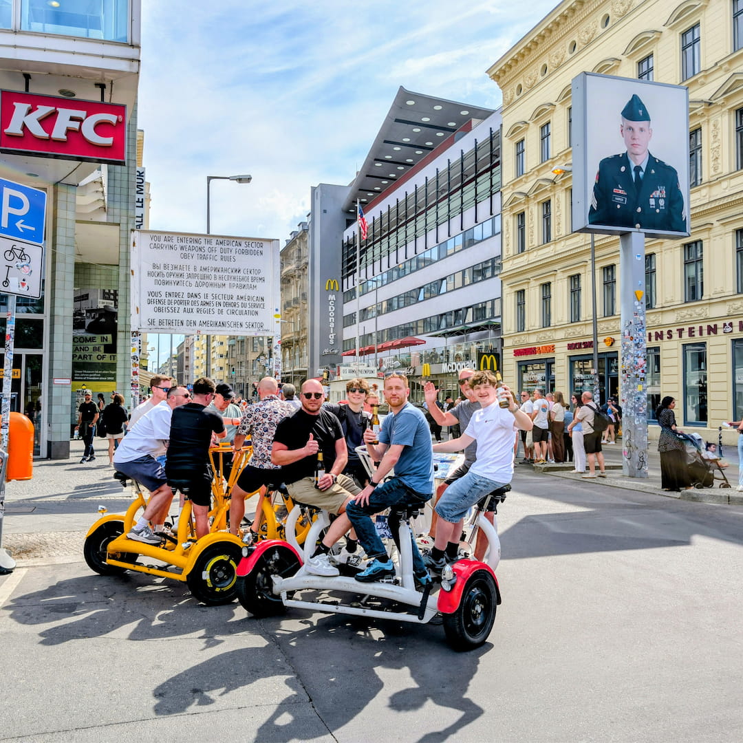 Stag do Berlin - Conferencebike Tour am Checkpoint Charlie